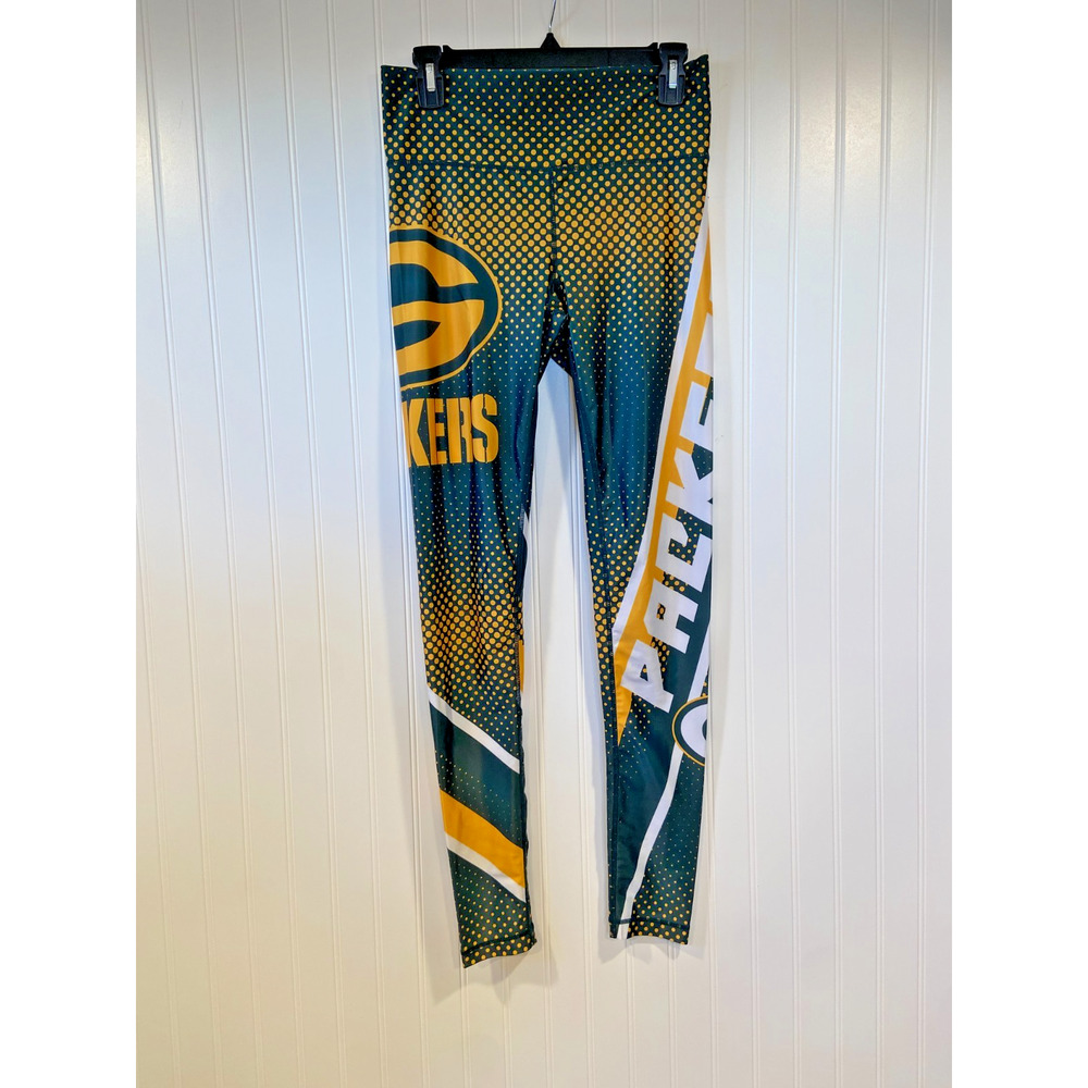 Green Bay Packer Leggings Women's Small, Green Yellow Football, Official NFL